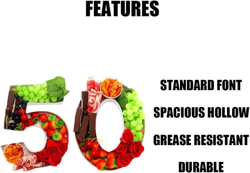 WENPACK 12" Fillable Cardboard Number Shaped Gift Grazing Charcuterie Board Paper Container (50) - Image 3